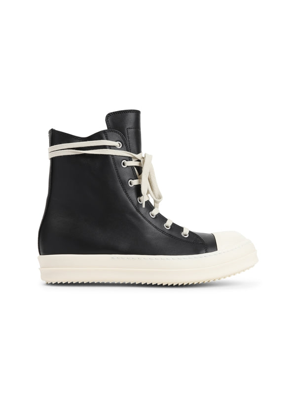 Zipper Detail Leather High Top Sneakers