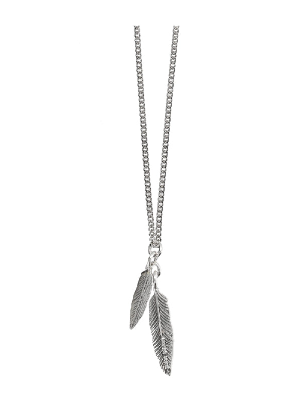 Double Feather Pendant Necklace