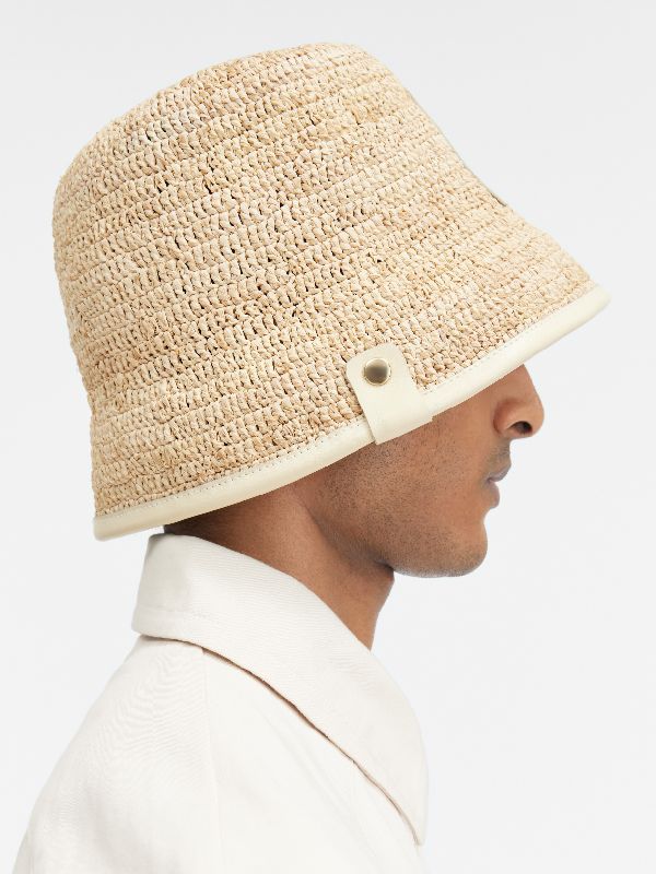 Bob Soli Logo Patch Raffia Bucket Hat