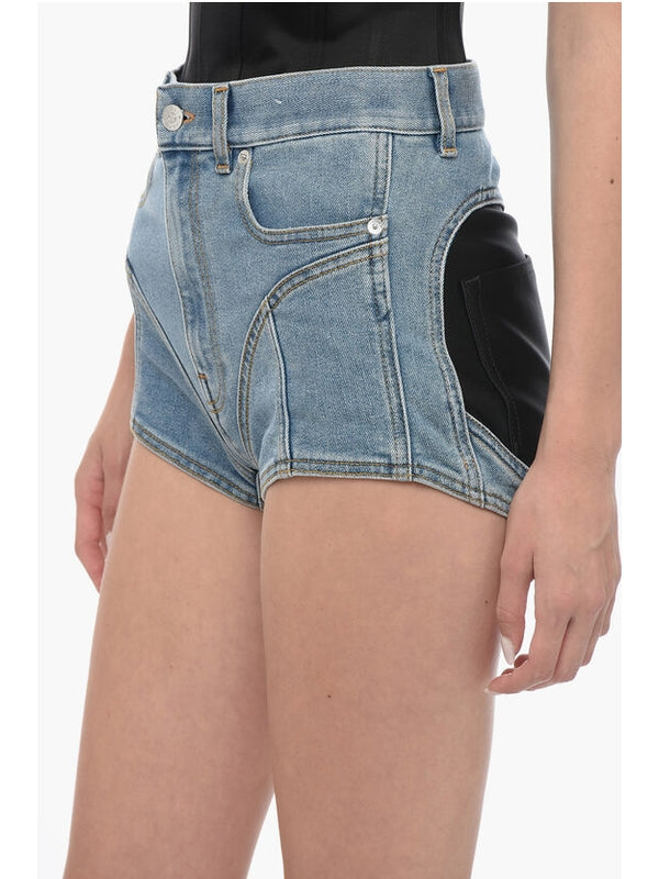 Panel Detail Denim Shorts