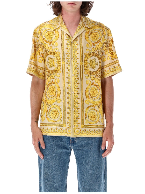VERSACE - Barocco Silk Short Sleeve Shirt - Jente