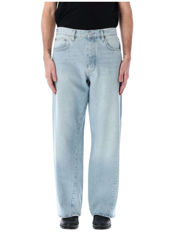 Wide Twist Cotton Denim Pants