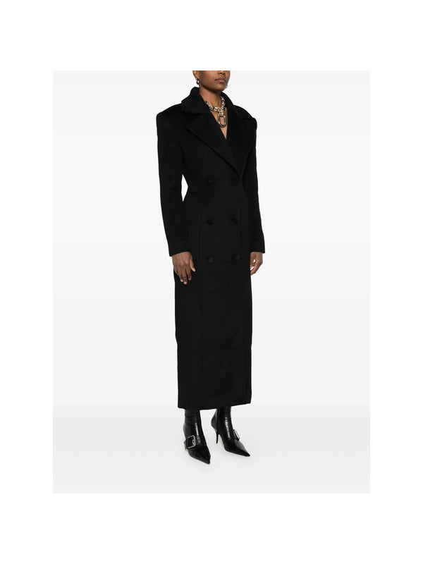 Wide-Lapel Double-Breasted Coat