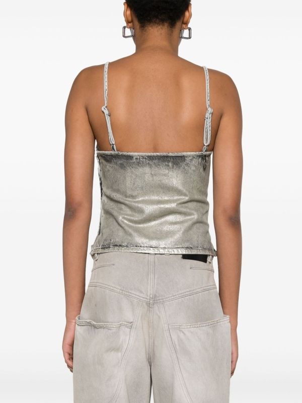 Side Zipper
  Denim Sleeveless Top