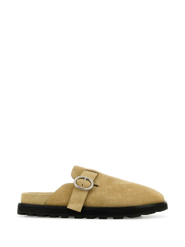 Buckle Strap Suede Mules