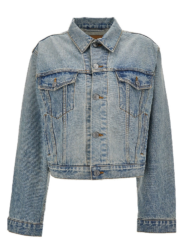 Logo Patch Crop Denim Jacket