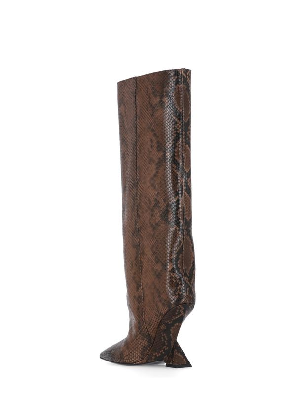 Animal Pattern Leather High Boots