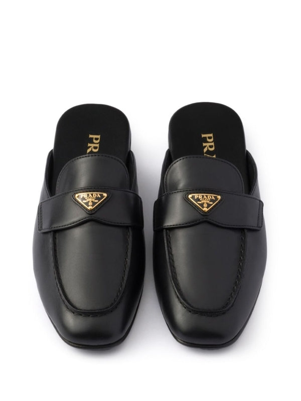 Triangle Logo Calfskin Mule Loafer