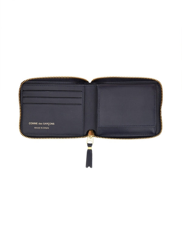 Logo Leather Zipper Pouch Wallet