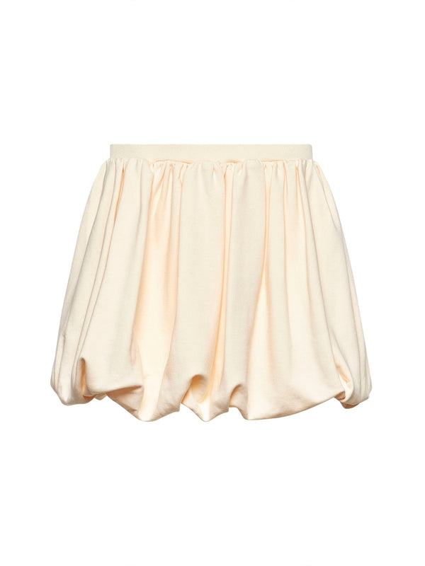 Beige Pleated Cotton Skirt