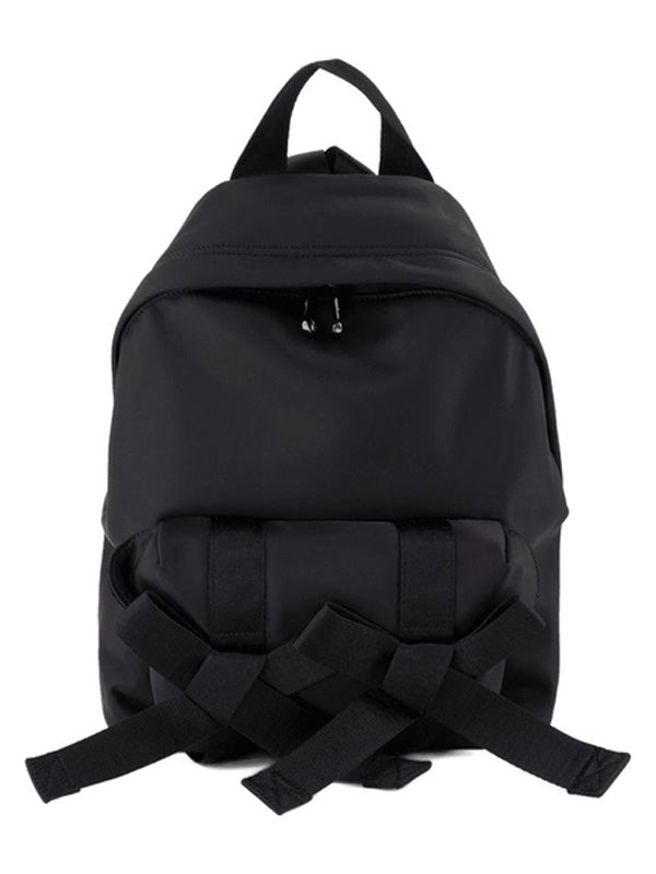 Bow Front Flower Pearl Detail Nylon Backpack