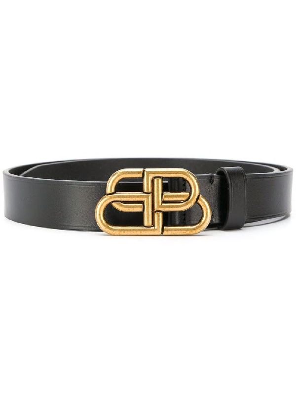 Bb Logo Thin Leather Belt