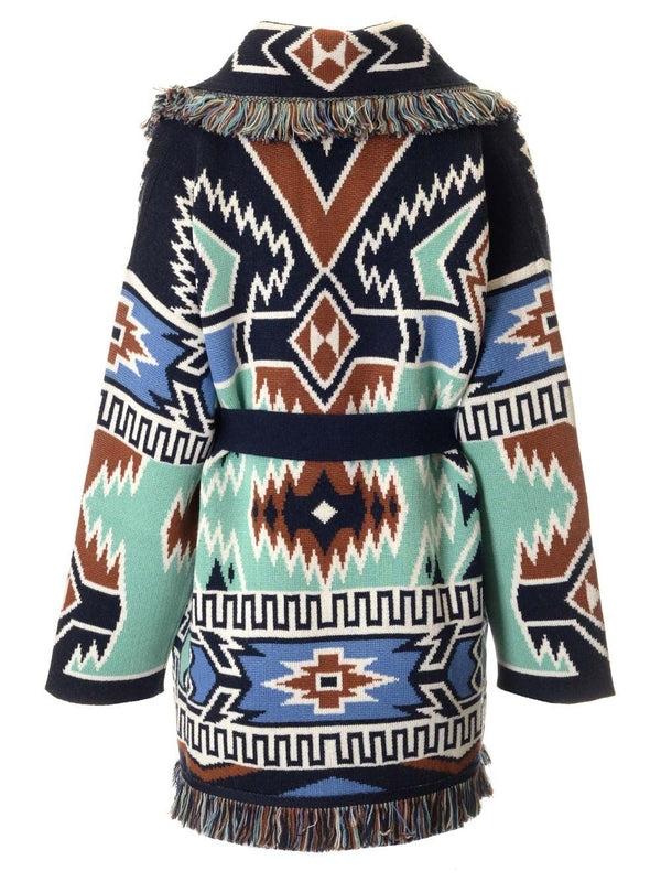 Geometric Roots Jacquard Wool Cardigan