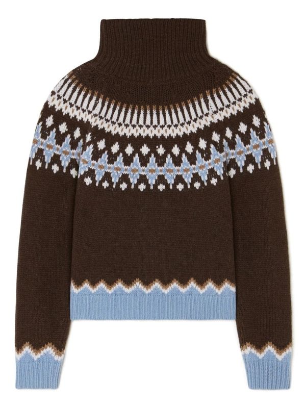 Jacquard Pattern Wool High-neck Knit