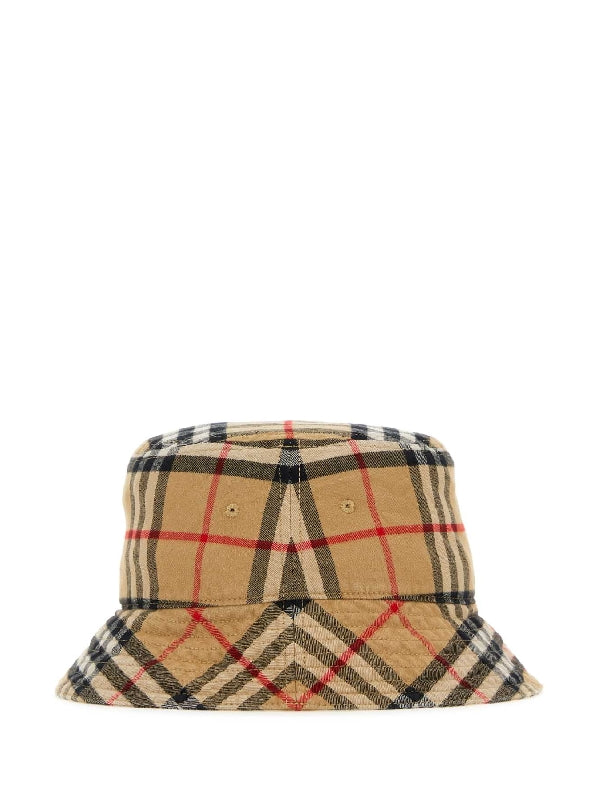 Vintage Check Cotton Bucket Hat