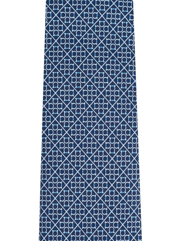 Gancini Pattern Silk Tie