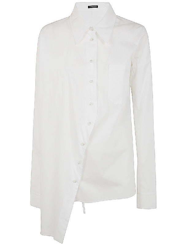 Asymmetric Button Cotton Shirt