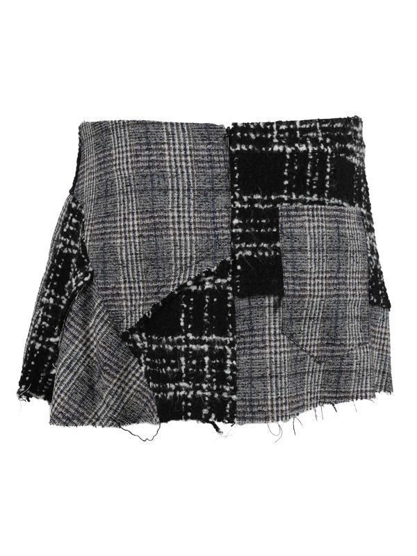 Patchwork Detail Check Skirt