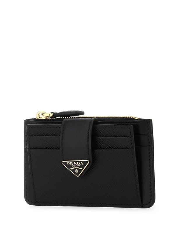 Triangle Logo Saffiano Leather Card
  Wallet