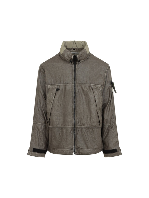 Wappen Patch High-Neck Linen Jacket