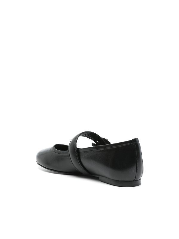 Buckle Detail Leather Ballerina Flats