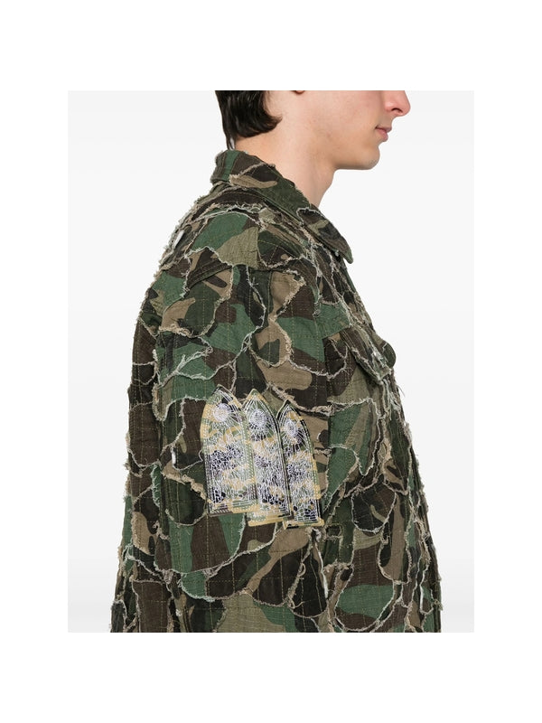 Camouflage Pattern Distressed
  Trucker Jacket