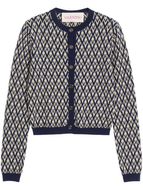 All Over V Logo Jacquard Wool
  Cardigans