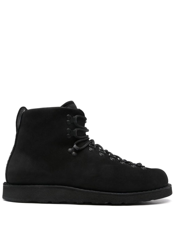 Wappen Patch Leather Lace-Up Boots