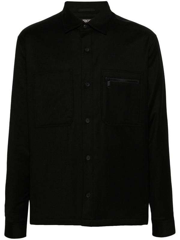 Zipper Pocket Wool Shirt