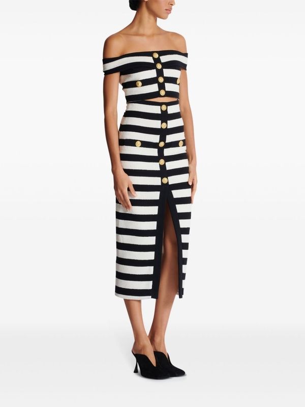 BALMAIN - Stripe Long Skirt - Jente
