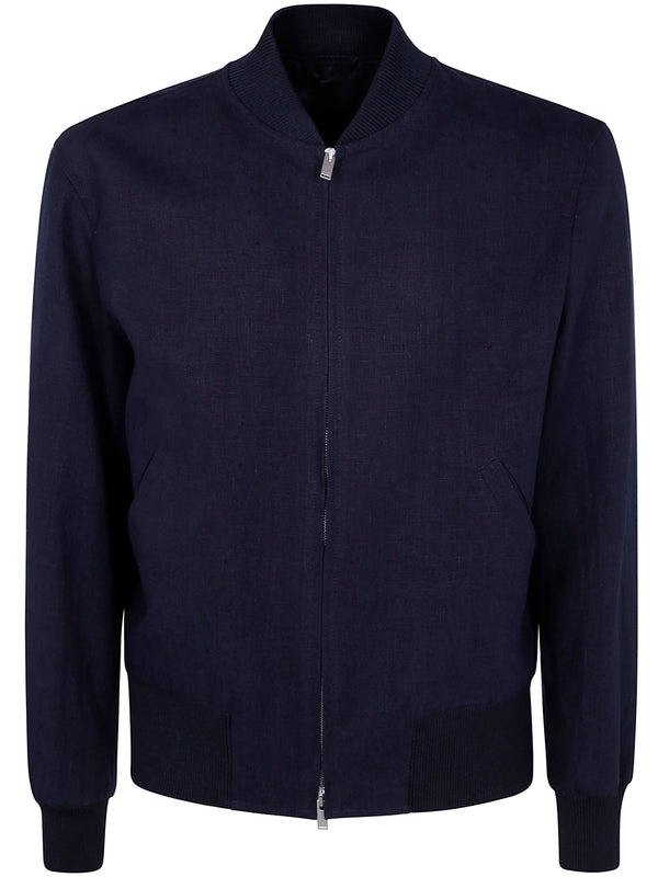 Linen Zip-Up Bomber Jacket