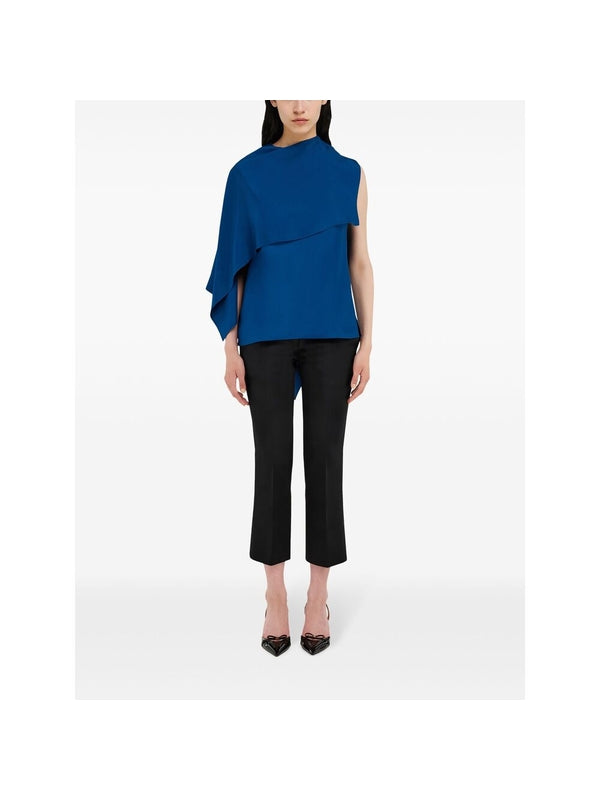 Asymmetric Cape Viscose Blouse