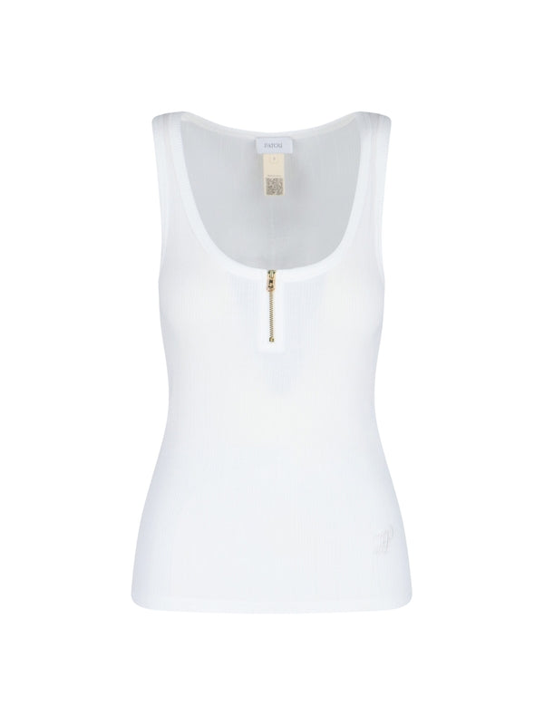 Half Zip Ribbed Cotton Tank Top