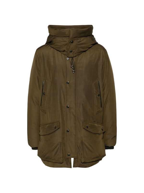 Drawstring Nylon Hoodie Parka