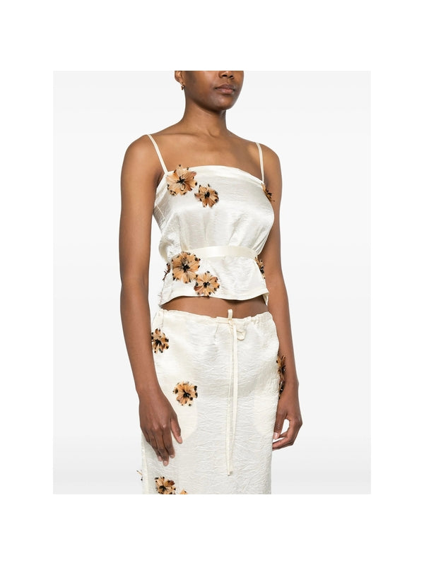 Floral Appliqué Sleeveless Top