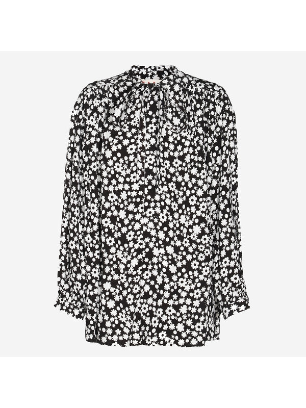 Allover Floral Detail Tie Shirt