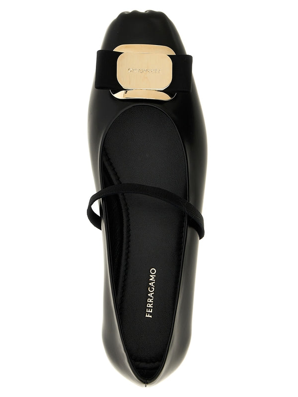 Zina Bow Leather Ballerina Flats