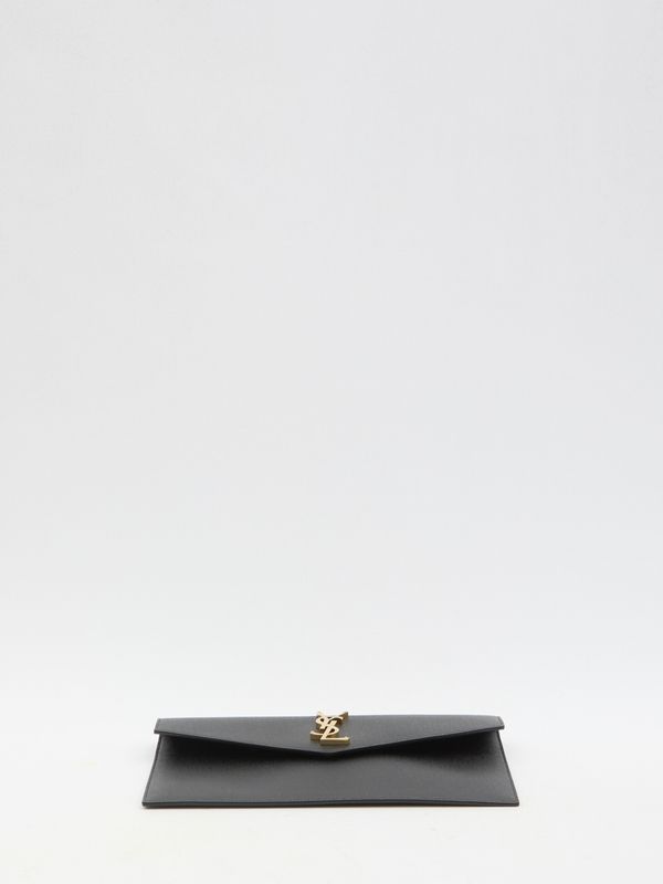 Cassandra Logo Leather Clutch Bag