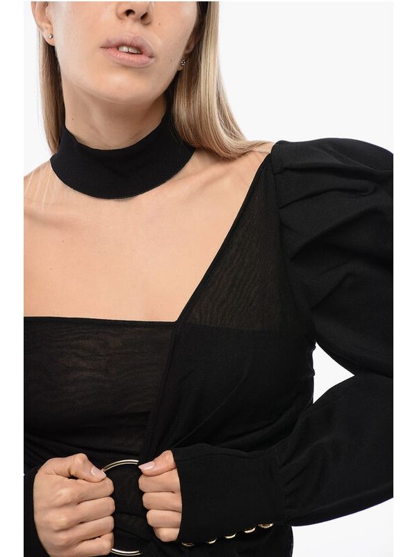 Belt Detail Puff Sleeve Bodysuit