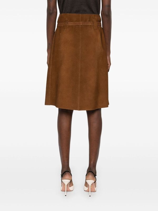 Belt Detail Button-up Midi Skirt