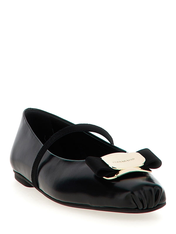 Zina Bow Leather Ballerina Flats