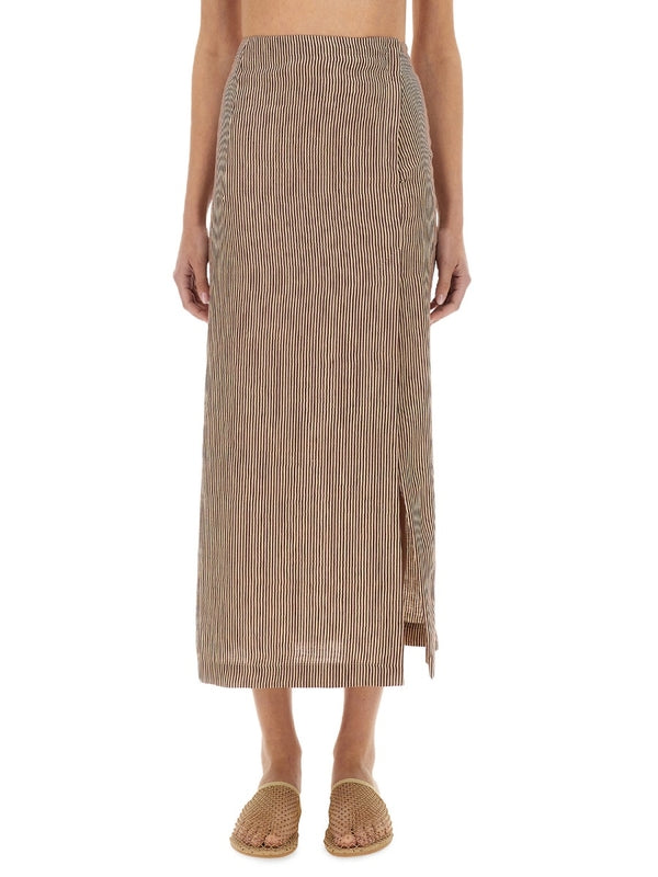 Micro Stripe Long Skirt