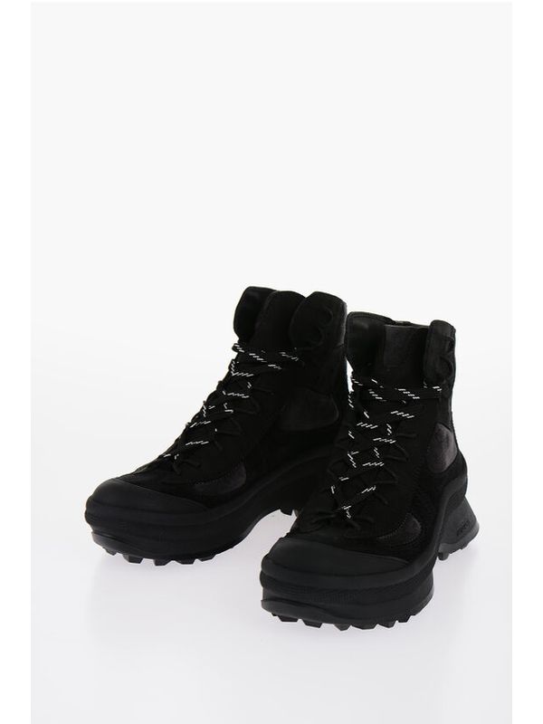 Black Leather Lace-Up Boots