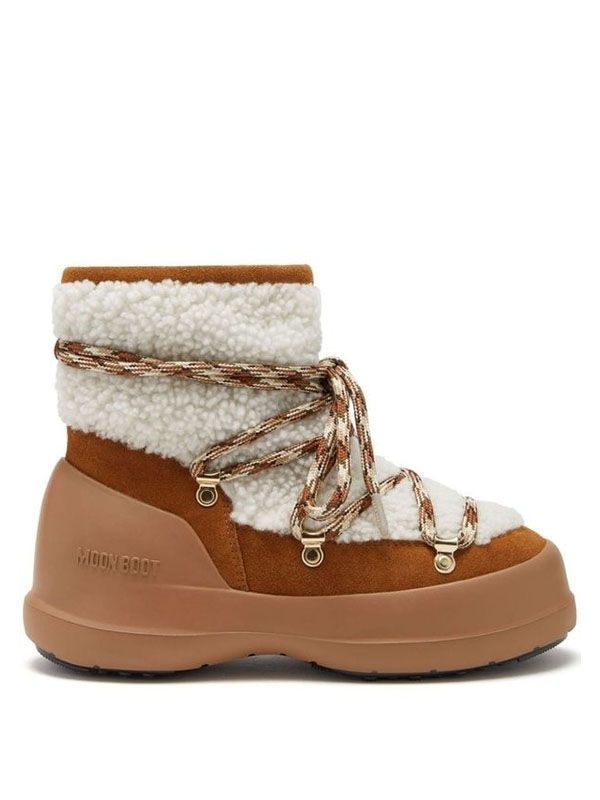 Luna Logo Shearling Lace-Up Boots