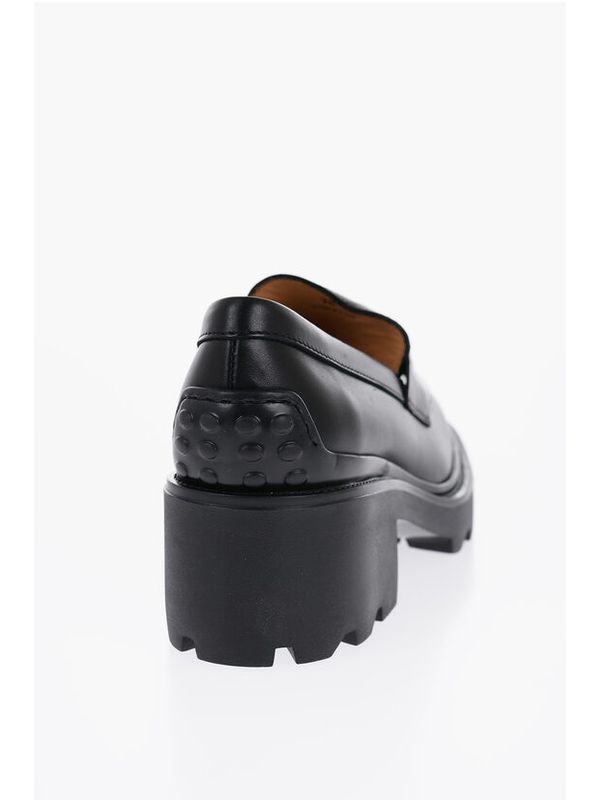 Chain Accent Leather Loafer Heels