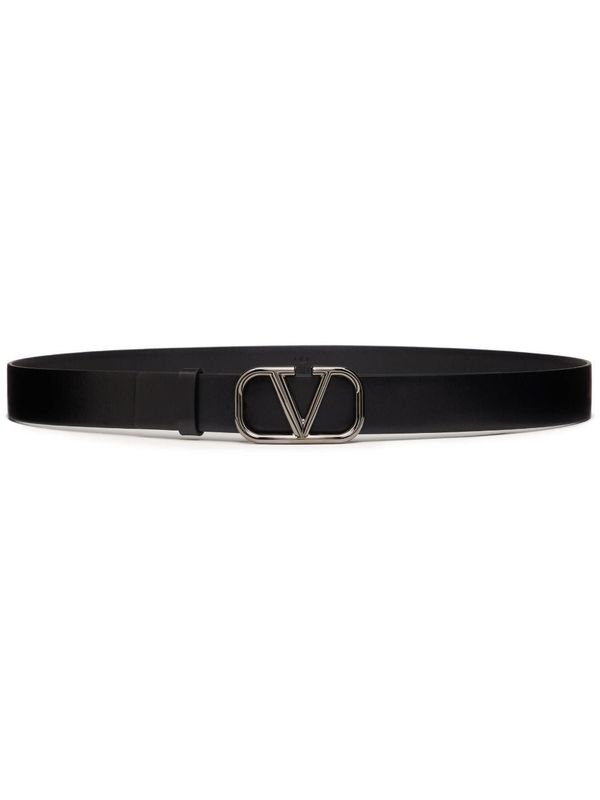 V Logo Leather Belt