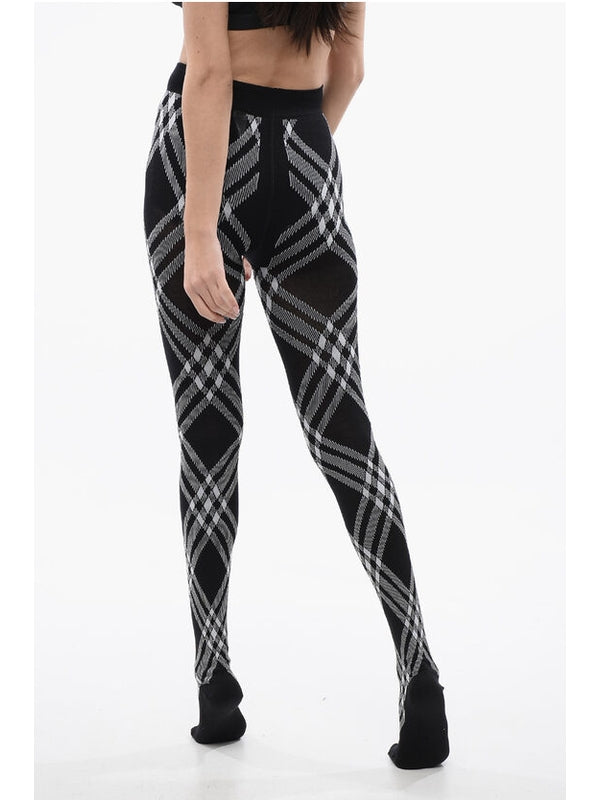 Wool-blended Geomtric Tights Leggings