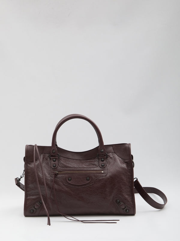 Balenciaga City Medium Burgundy Tote Bags