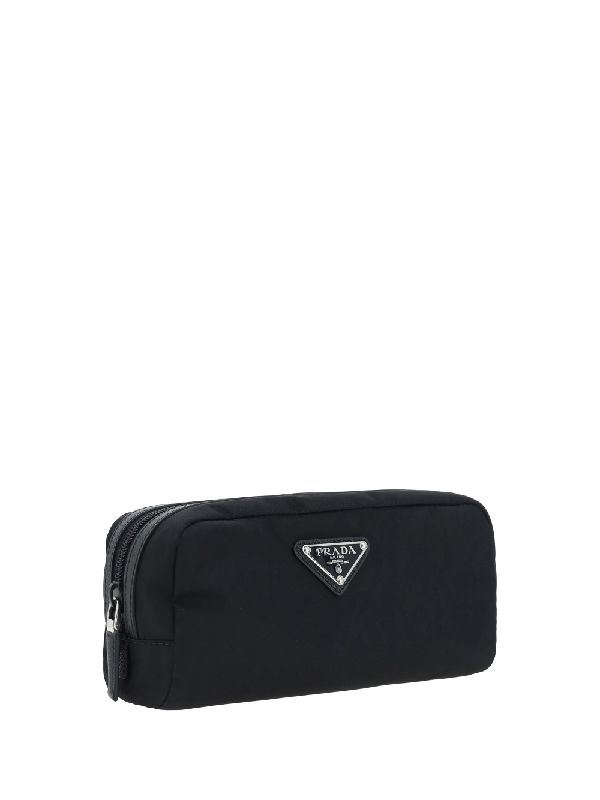 Triangular Logo Black Cosmetic Pouch