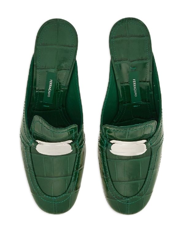 New Vara Croc Embossed Mule Heel